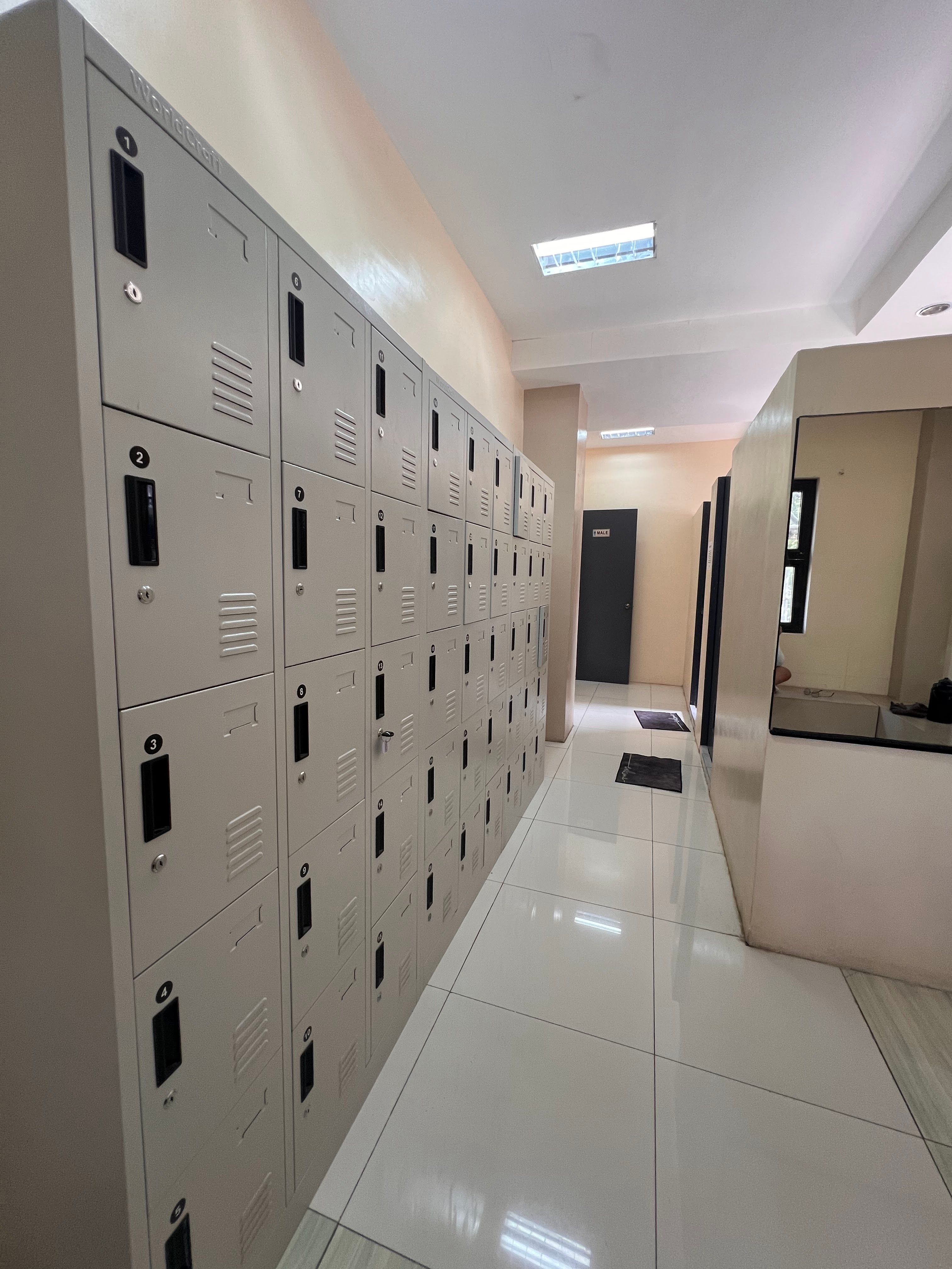 Rows of member lockers
