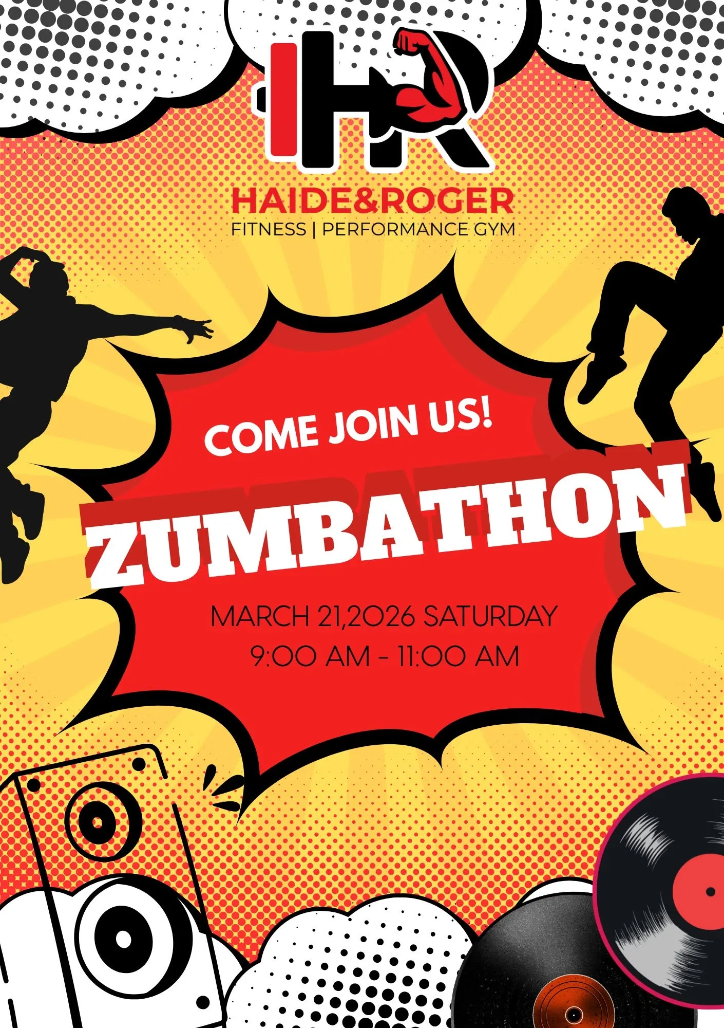 Anniversary Zumbathon poster, March 21 2026