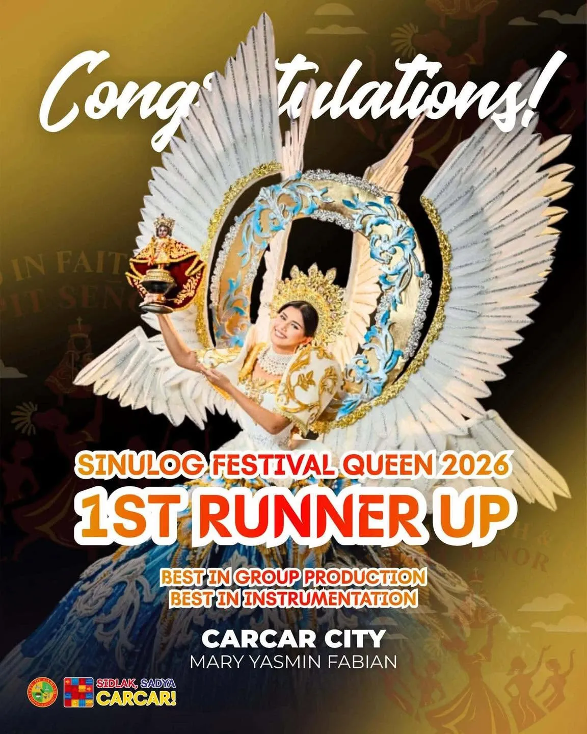 Congratulations poster for Yassy, 1st Runner-up Sinulog Festival Queen 2026